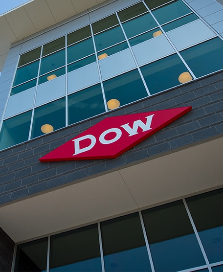 Dow logo on building